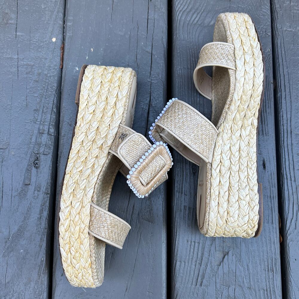 Sam Edelman Chase Platform Sandals Espadrille Raffia Buckle 2.5" heel 9 - Picture 3 of 8